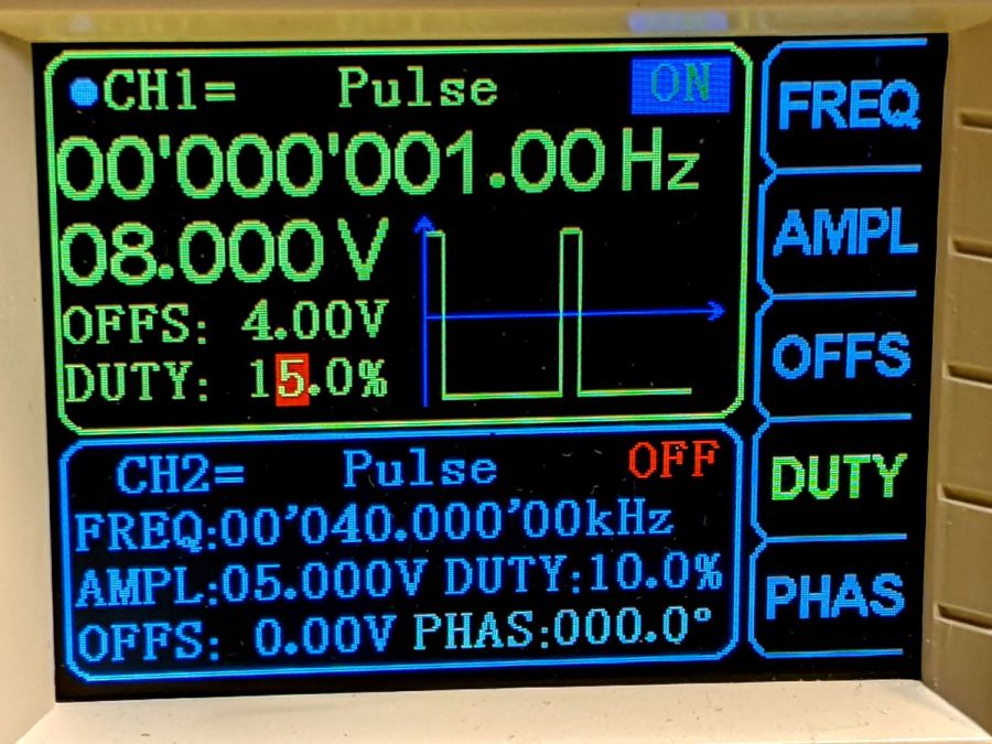 Flashlight bulb test - function gen setup