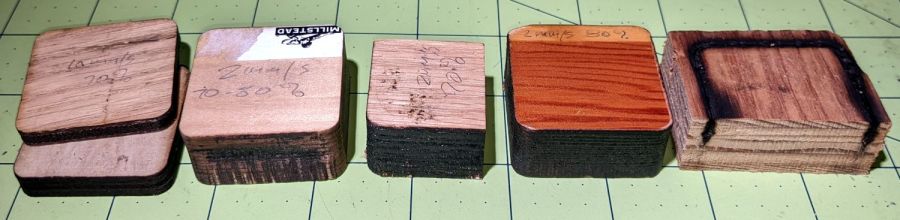 Laser cut wood samples