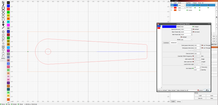 Tek CC Cursor - LightBurn layout
