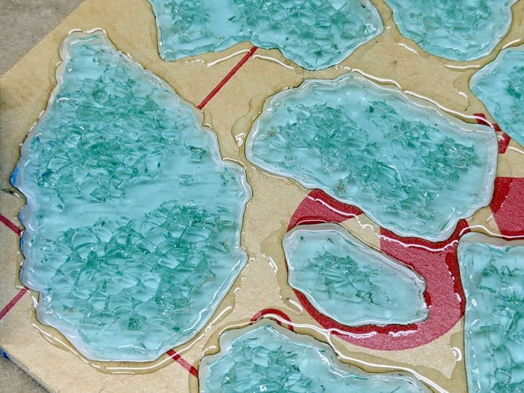 Glass Coaster - fragment epoxy detail