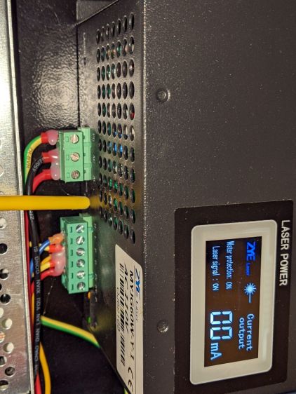 OMTech 60W Laser - Test button pressed