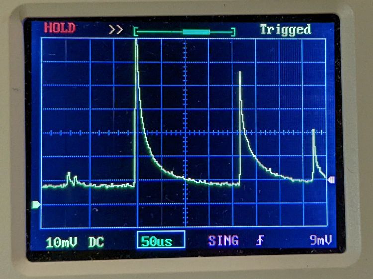 HV laser power supply - 5 mA-div - 50 ms 10 pct pulse - tight detail