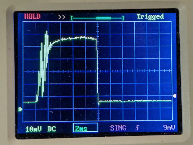 HV laser power supply - 5 mA-div - 10 ms 99 pct pulse
