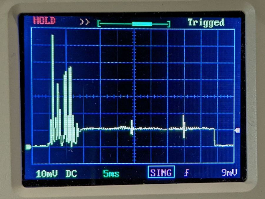 HV laser power supply - 5 mA-div - 50 ms 25 pct
