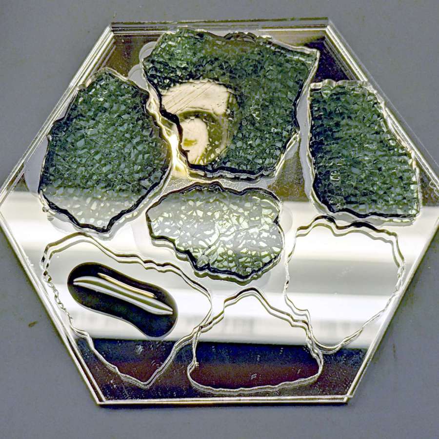 Smashed Glass Coaster 2 - mid-layer glass pour