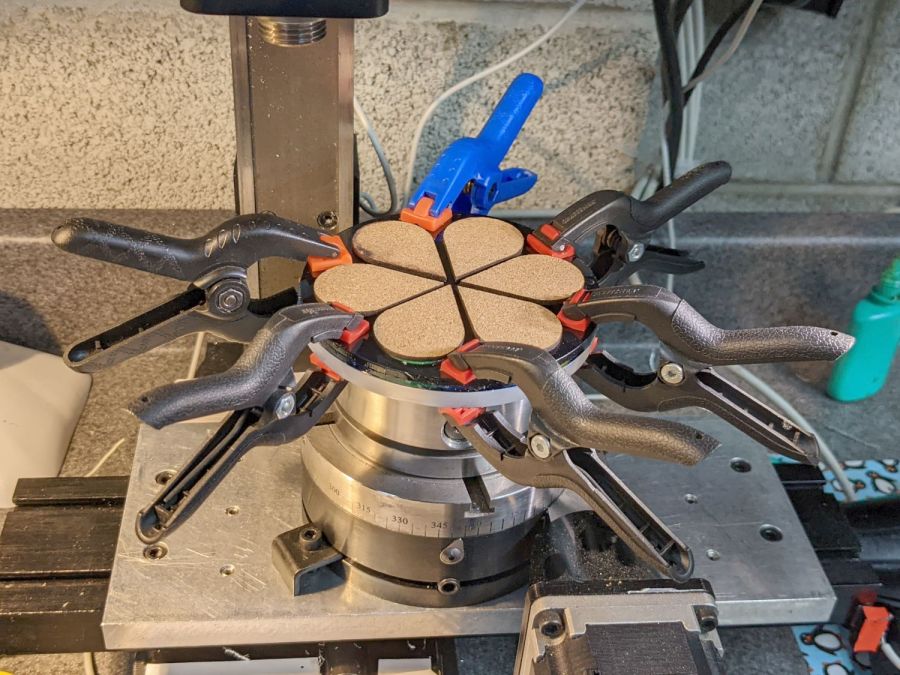 Coaster Epoxy Rim - Sherline clamp setup