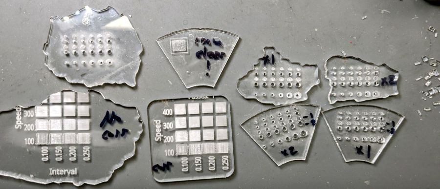 Scan vs cut alignment - test pieces