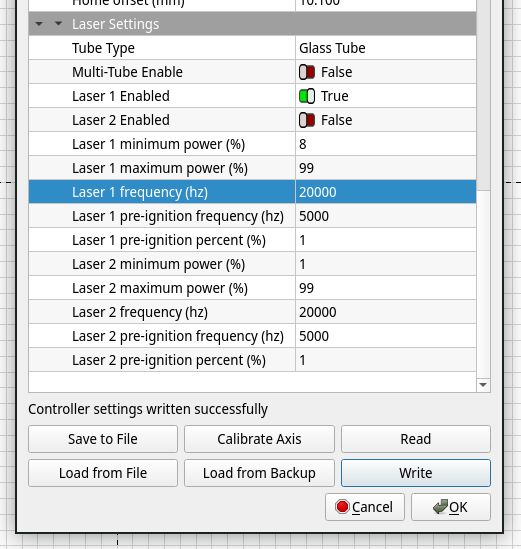 LightBurn Vendor Settings