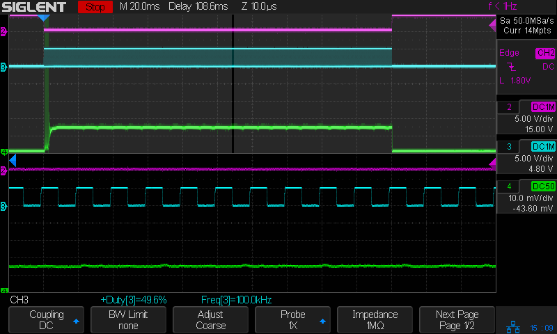 Tube Current - 50pct 100kHz PWM - 10 ma-div