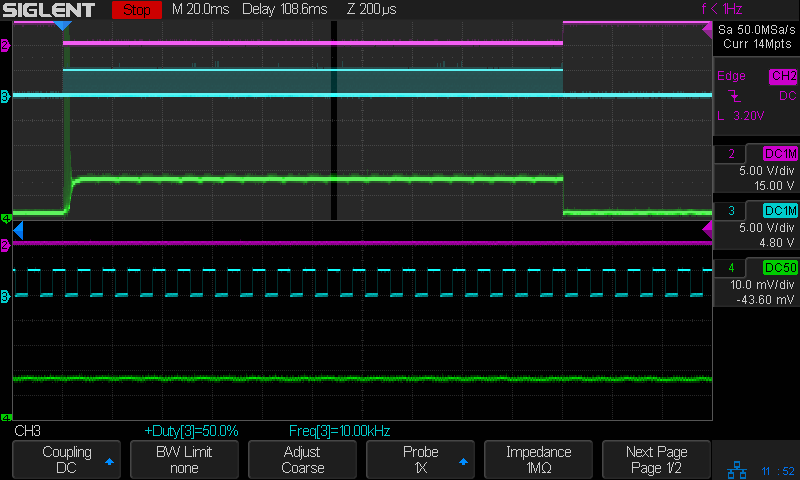 Tube Current - 50pct 10kHz PWM - 10 ma-div