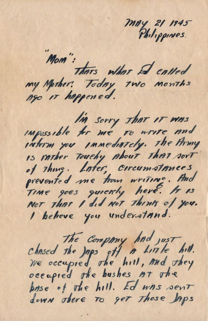 Letter to Mrs Harry Shope - 25 May 1945 - pg 1