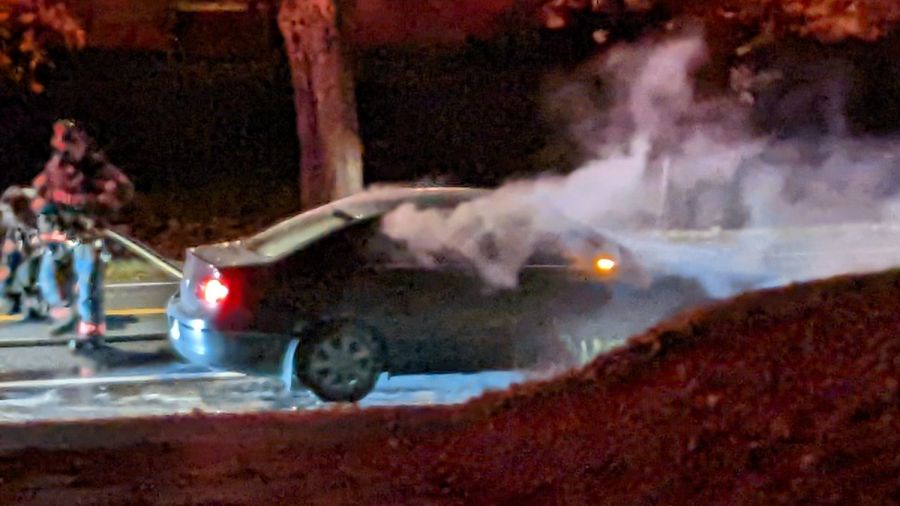 Car Fire - first water lance