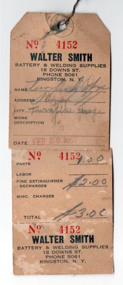 Fire Extinguisher Recharge Tag - 1957