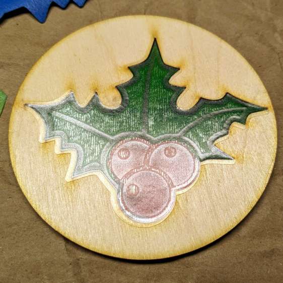 Holly Coaster - adhesive exposed