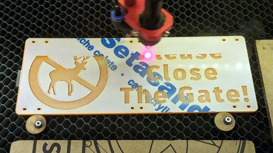 Please Close The Gate - acrylic engraving