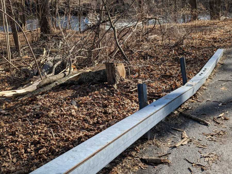 Tree-smashed guide rail