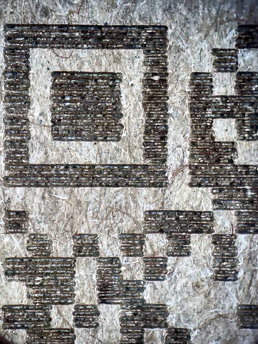 Chipboard QR code - 15pct 0.15mm 4x4 - detail