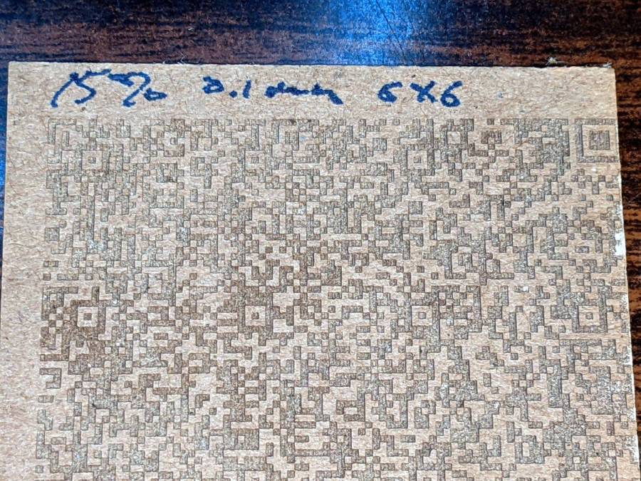 Chipboard QR code - 15pct 0.10mm 6x6 - overview