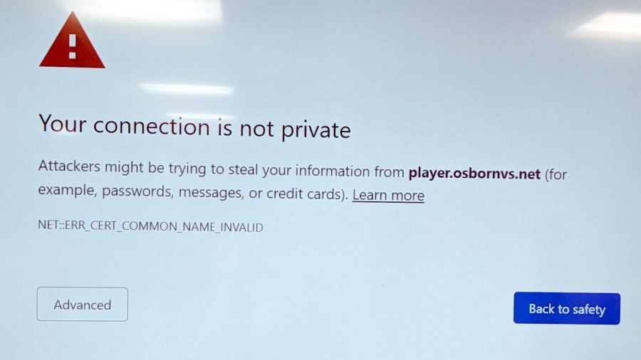 Your connection is not private - detail