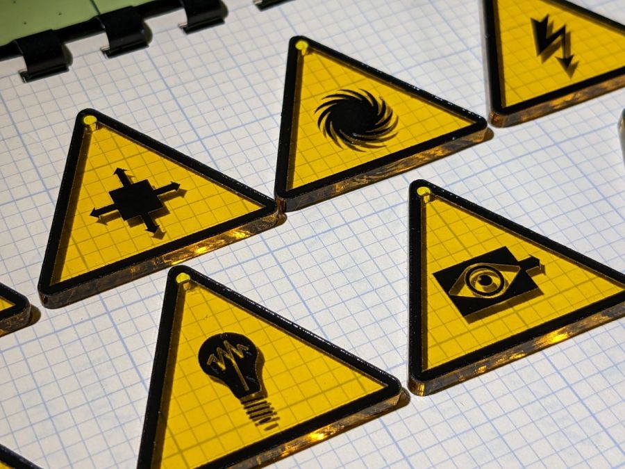 SCP Earrings - black on yellow - detail