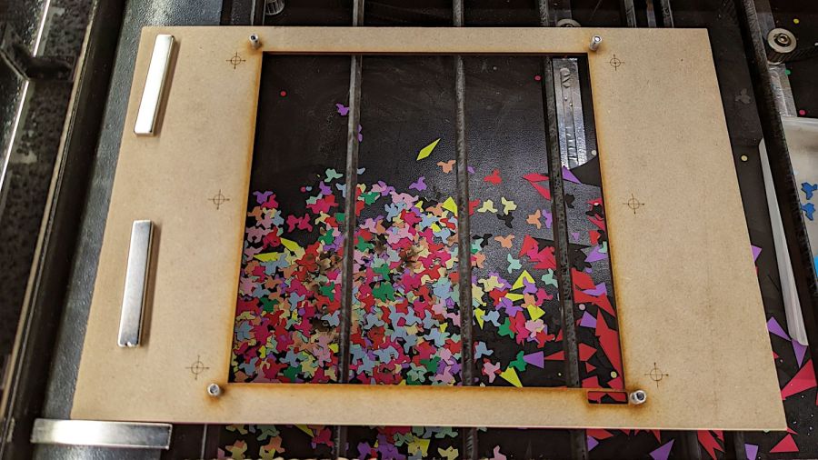 Layered Paper cutting fixture - installed