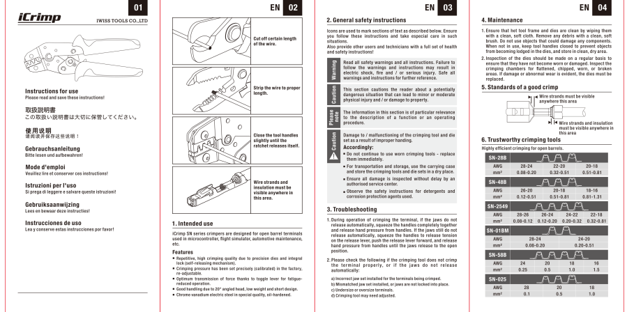 IWISS SN-2549 JST Crimper Manual