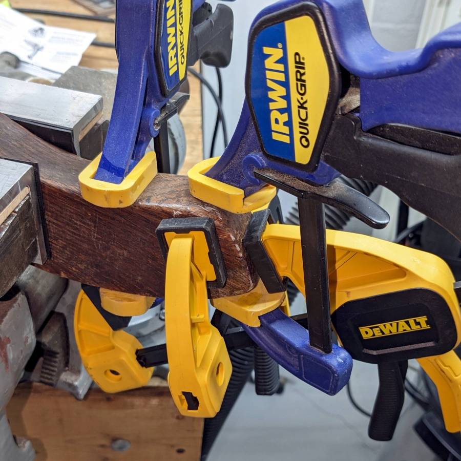 Wood desk chair - leg clamping