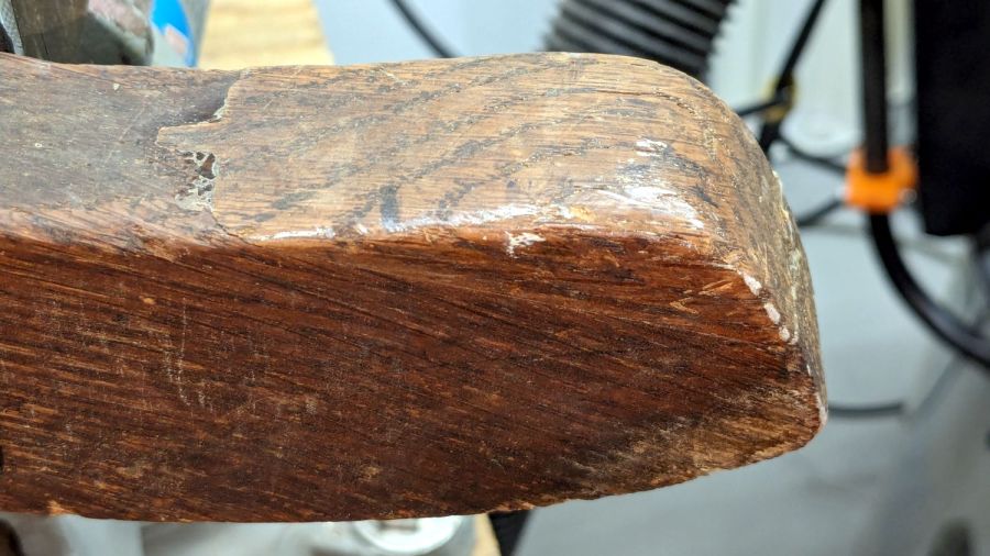 Wood desk chair - leg glued