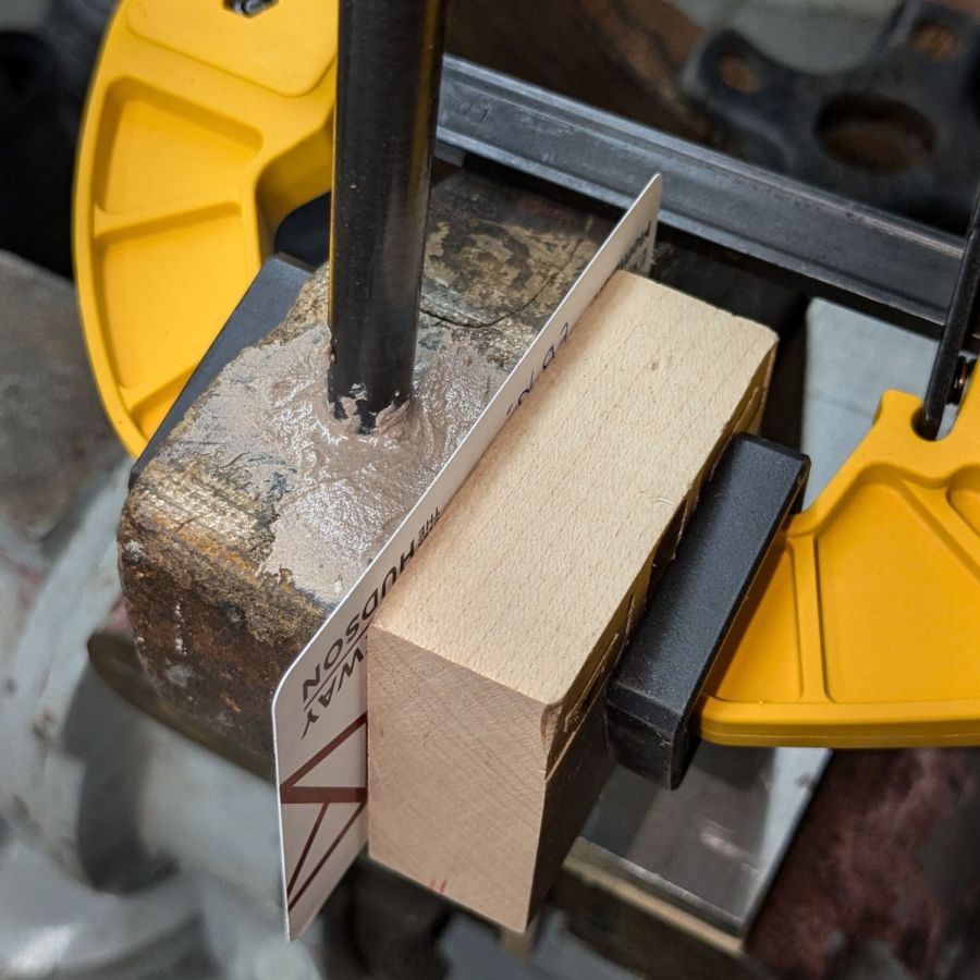 Wood desk chair - leg epoxy shaping