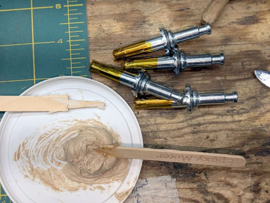 Wood desk chair - caster pin prep