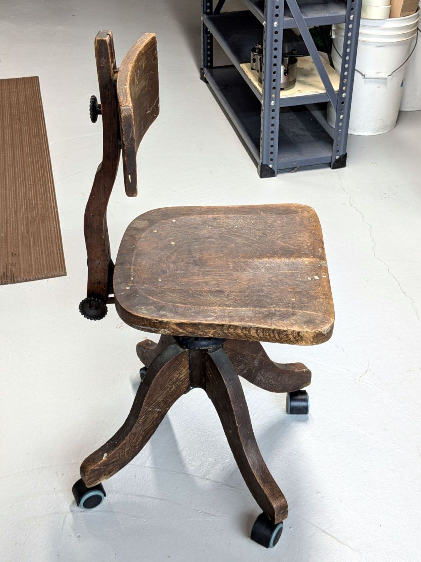 Wood desk chair - repaired