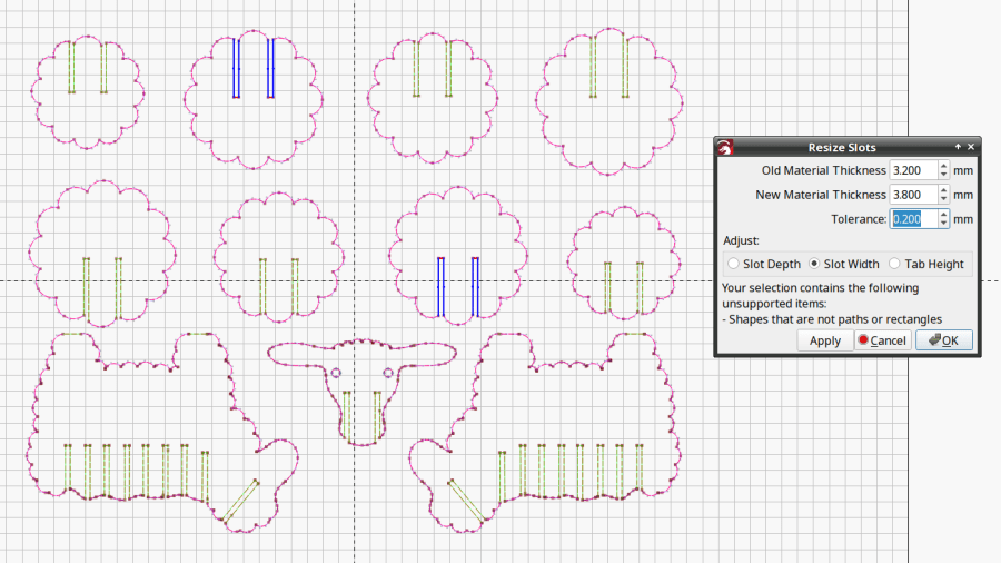 Sheep DXF import - slot resize problem