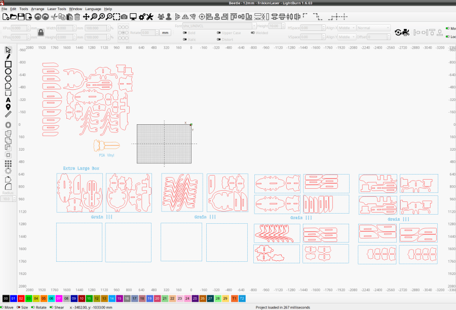 Beetle - LightBurn layout - 3x cardboard