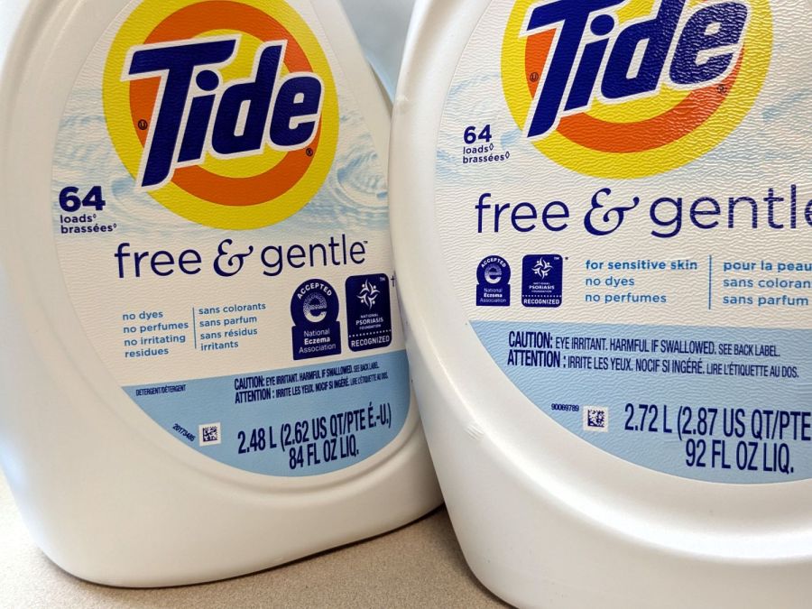 Tide HE shrinkflation - bottle labels