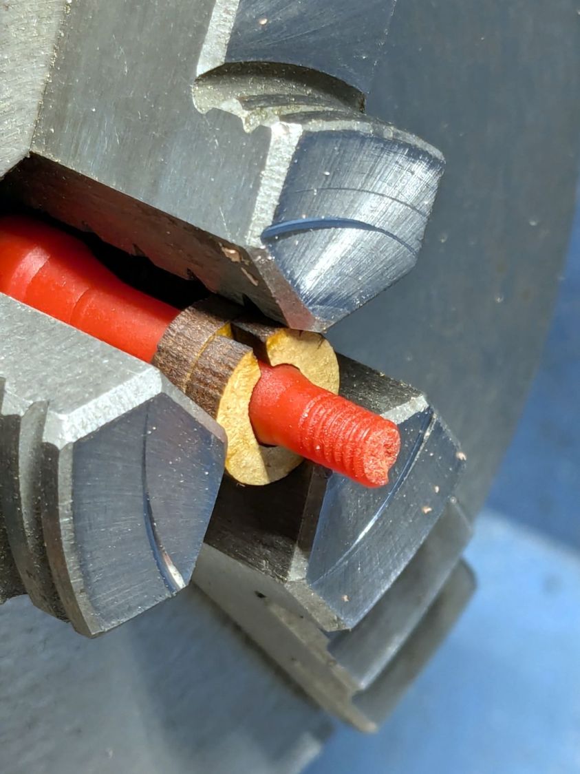 Razor Knife - collet in lathe chuck