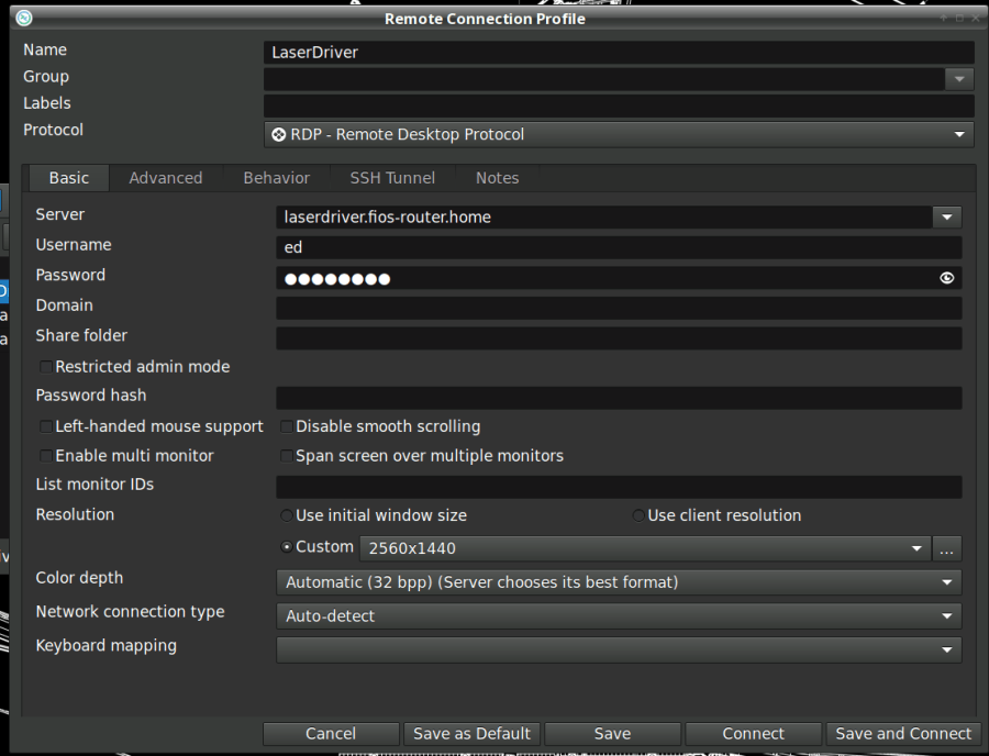 Remmina config - Basic