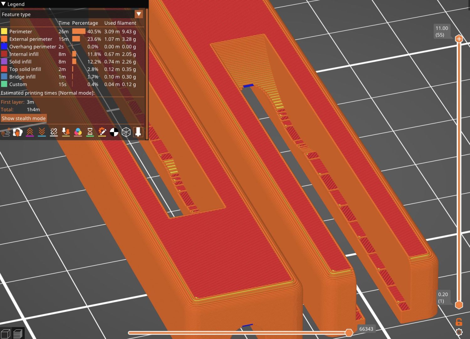 HQ Sixteen - track lock block - PrusaSlicer preview