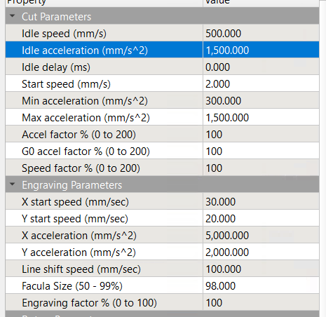 KT332N - Cut Engraving Parameters - 2025-02-18