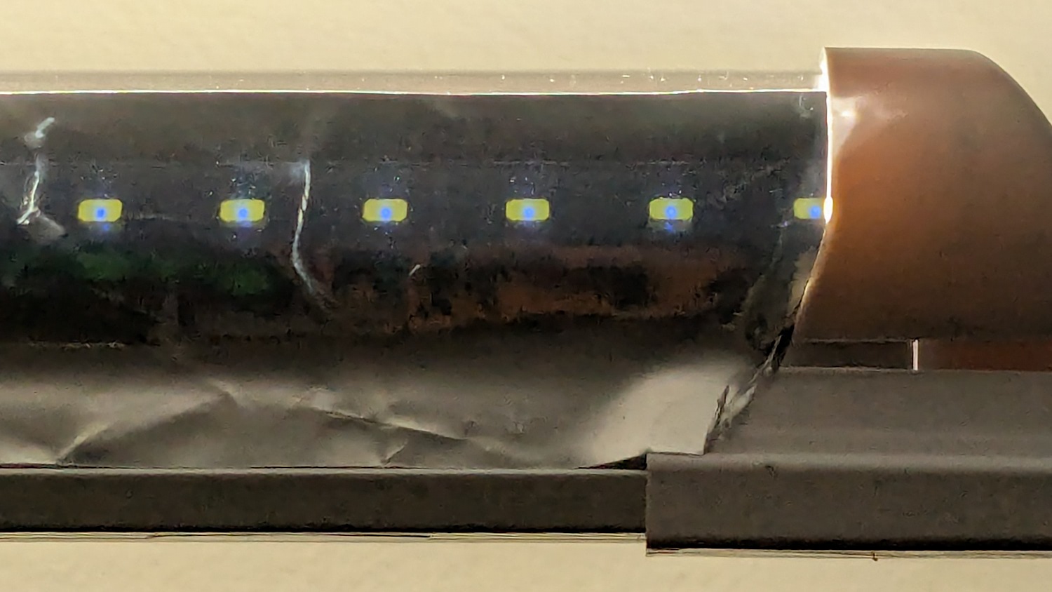 LED strip light - Mylar reflector - overexposed