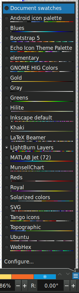 Inkscape: LightBurn Layer Color&nbsp;Palette