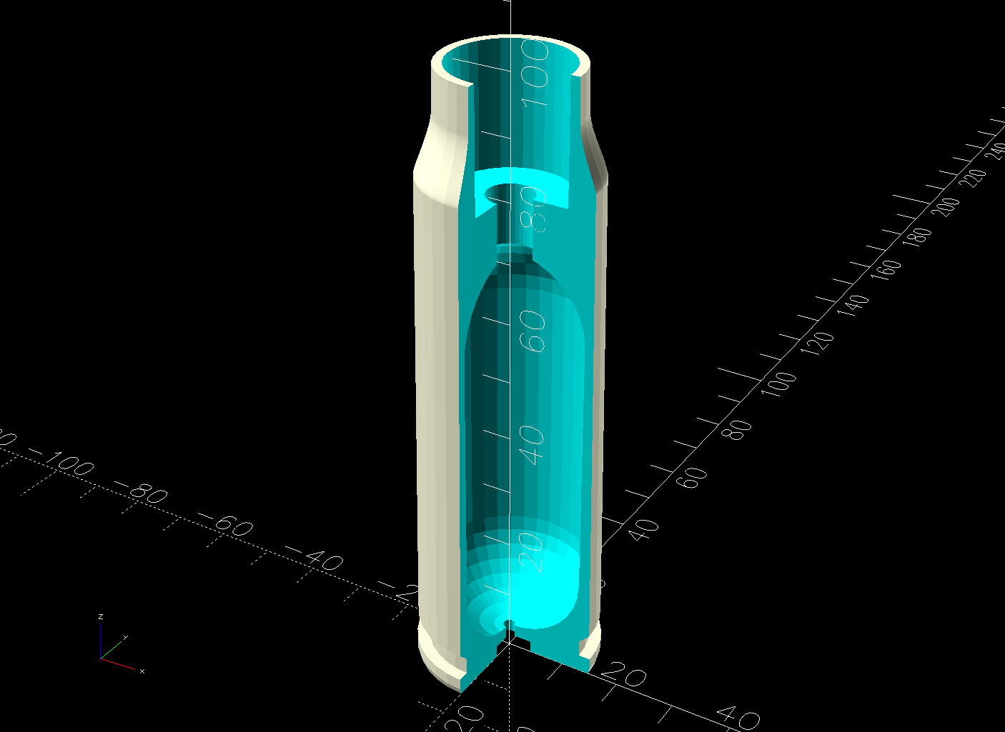 Cartridge Case - cutaway solid model