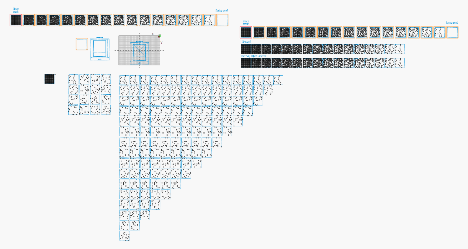 Random Blocks - 16x16 - LightBurn layout overview