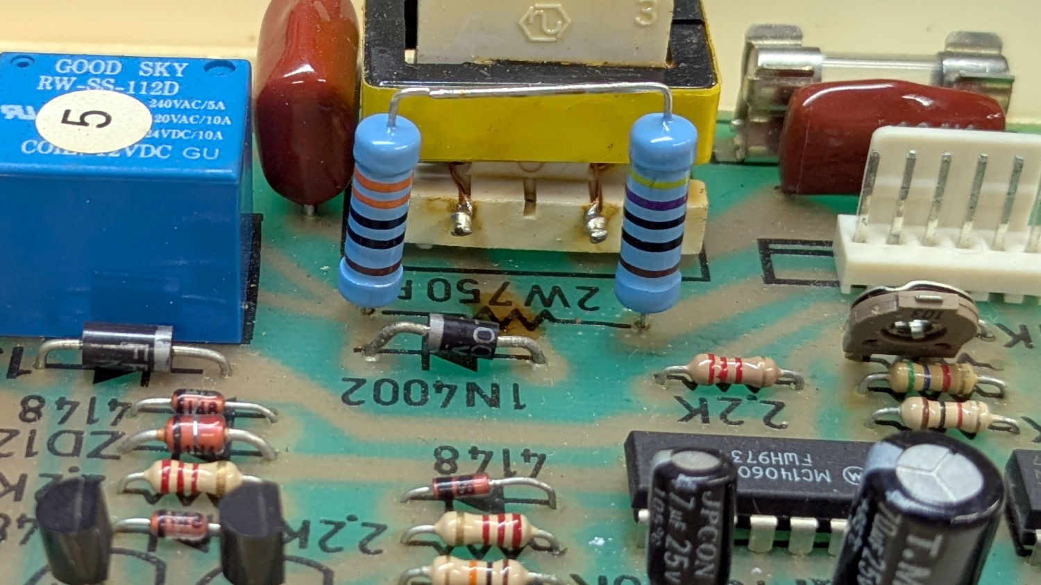 Branson 200 ultrasonic cleaner - retrofit resistors - top