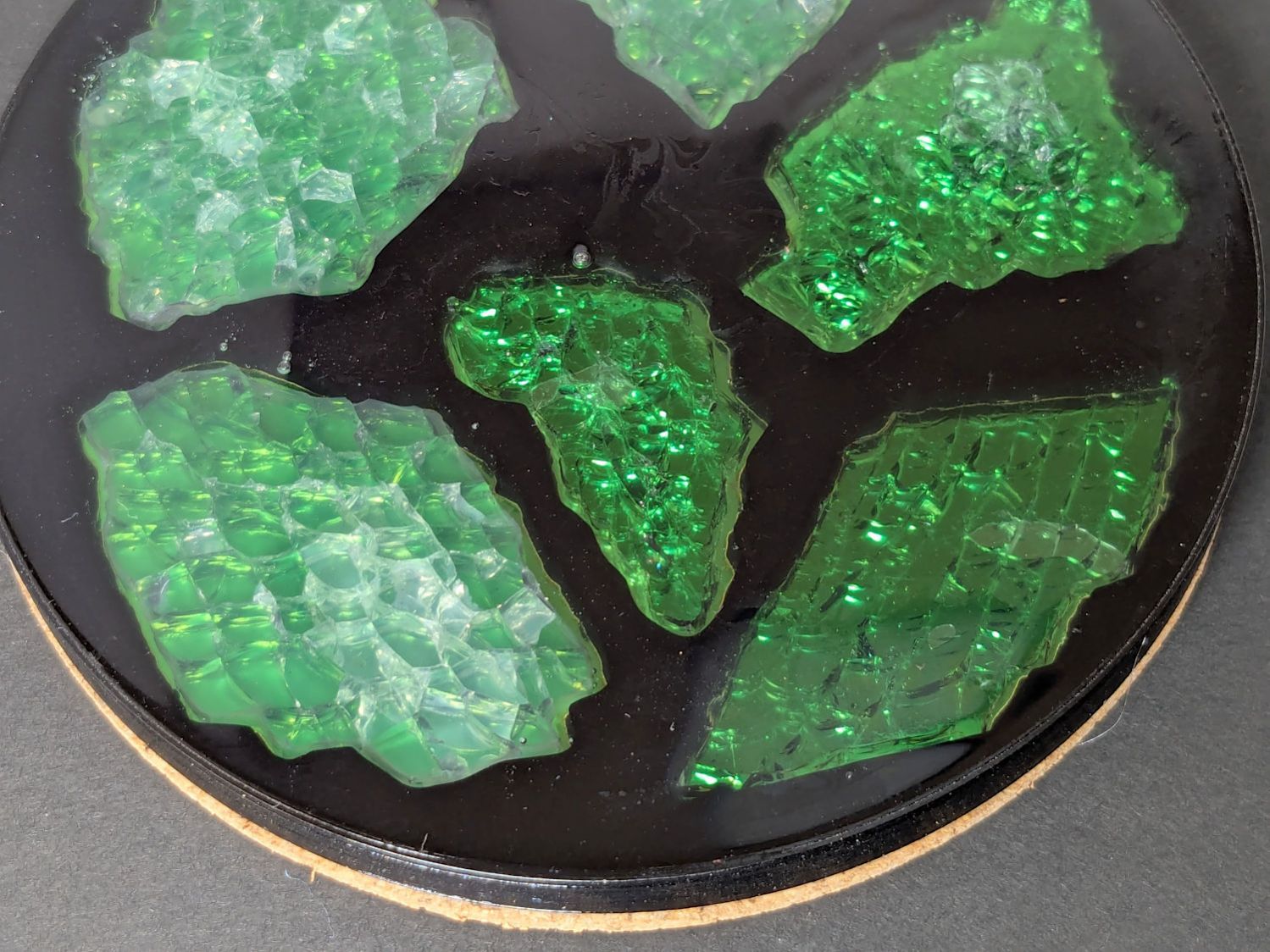 Smashed glass printed coaster - detail