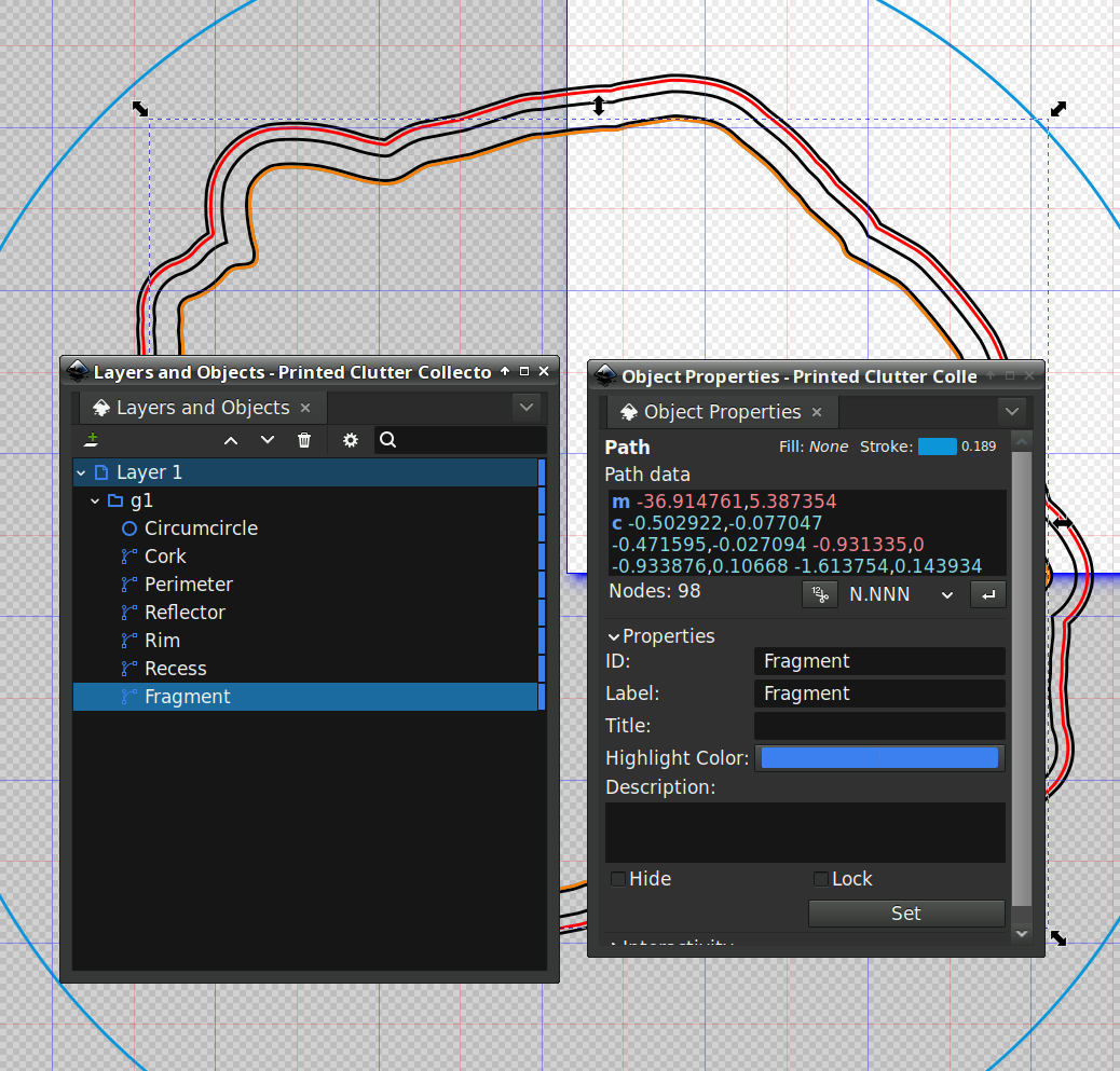 Printed Clutter Collector - Inkscape path properties