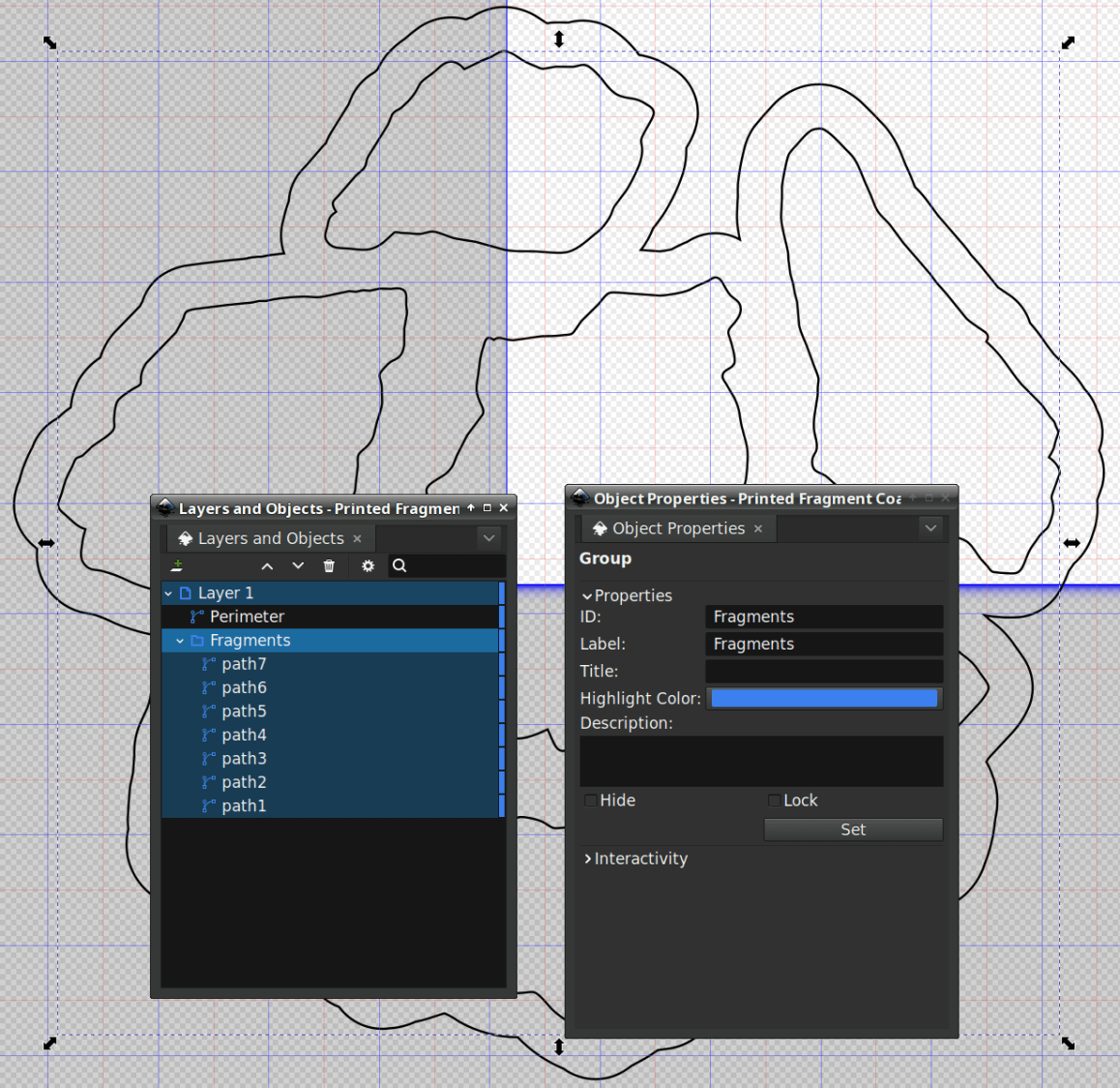 Printed Coaster Layout - 100 mm Set G - Inkscape layer and IDs