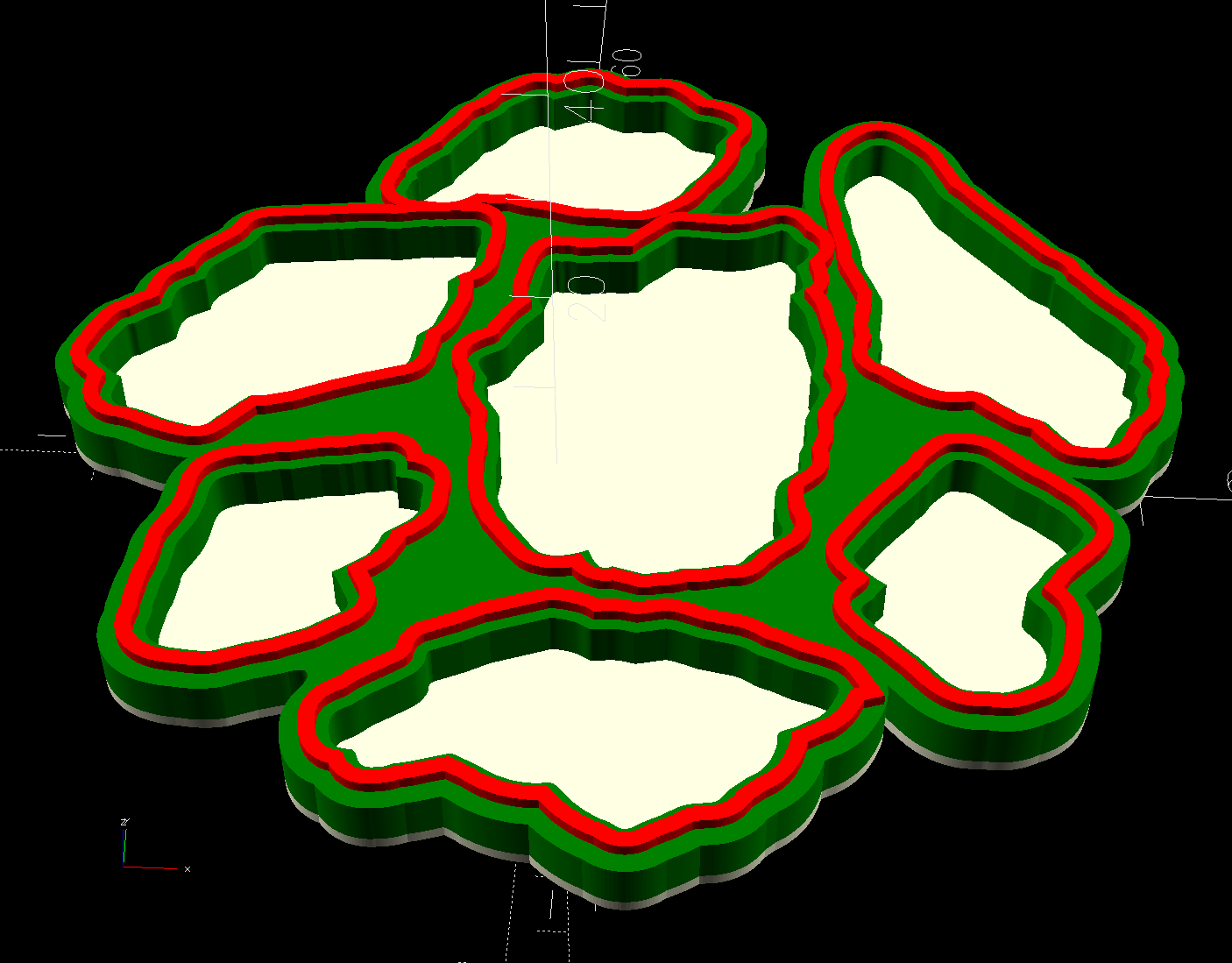 Printed Coaster Layout - 100 mm Set G - solid model