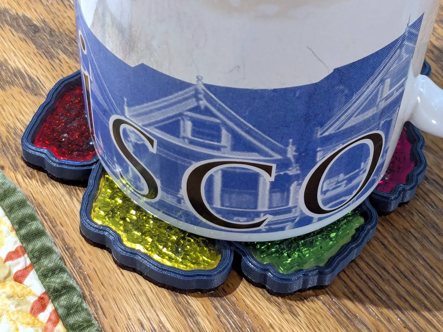 Smashed Glass 3D Printed Coaster - Set C - in use