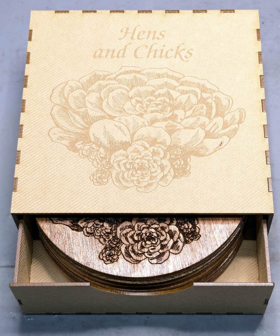 Hens and Chicks Coasters - case