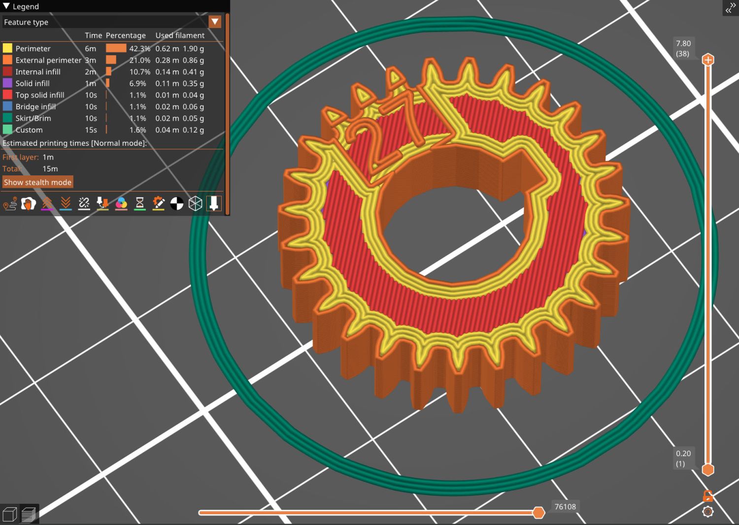 Mini-lathe stacked change gears - 27T - PrusaSlicer preview